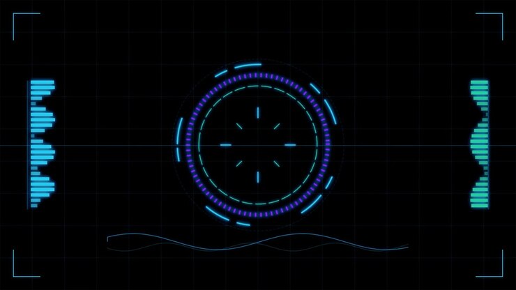 Futuristic Digital HUD Interface with Rotating Circular Target
