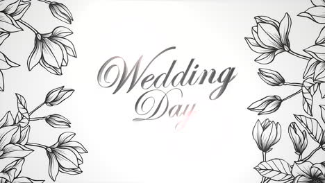 wedding day with retro summer flowers pattern