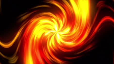 animation of glowing yellow and orange spiral of light rotating on black background