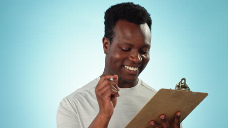 Thinking,-solution-and-a-black-man-reading-notes