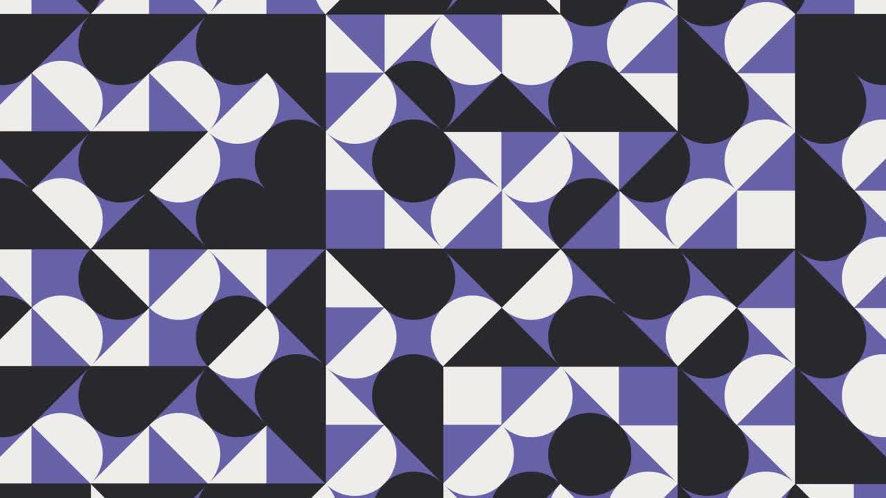elementos muy dinámicos peri violeta en patrón geométrico. fondo gráfico de movimiento de bucle sin costuras en un diseño plano. patrón animado abstracto con azulejos geométricos