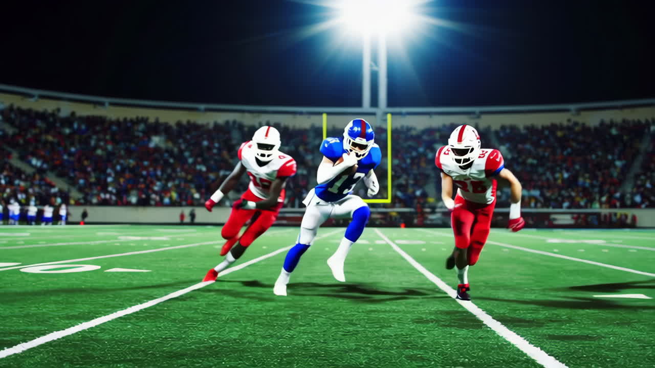 Intensa azione di football americano sul campo