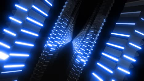 glowing blue geometric tunnel
