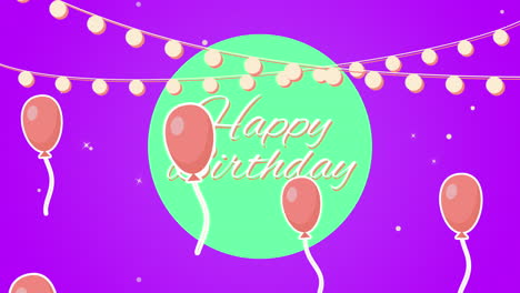 feliz cumpleaños con globos de colores y confeti