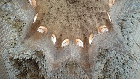 tilt up shot of hall of abencerrajes in alhambra, granada. spain