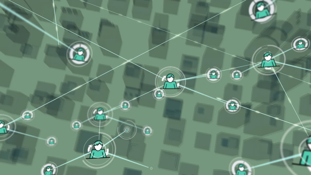 animación de conexiones de red con iconos de personas