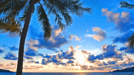 beautiful nature with tropical beach and sea with cloud on sky at sunset time