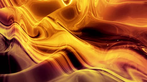 fondo abstracto en bucle con patrón líquido dorado brillante y ondulado en una superficie brillante y brillante. fluido amarillo viscoso. hermoso telón de fondo festivo creativo.