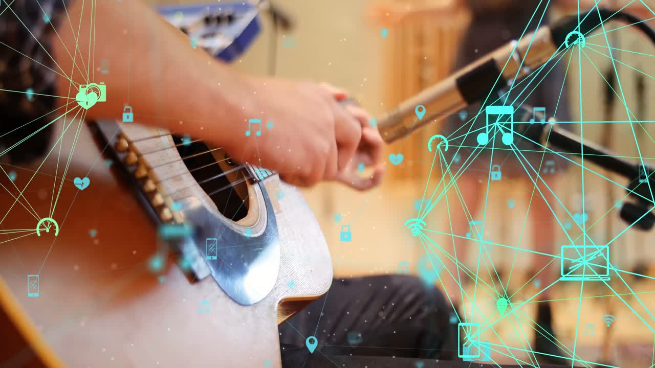 video compuesto digital de la red de conexiones de la interfaz de medios sociales digitales contra el hombre