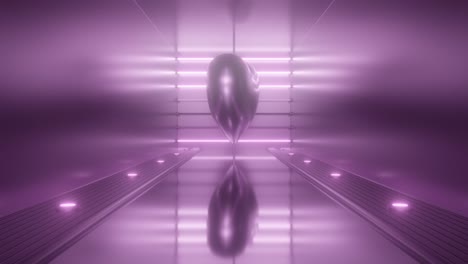 corazón metálico giratorio en rosa neón brillante sala de espejo futurista - 4k sin costuras vj bucle de movimiento de fondo de animación