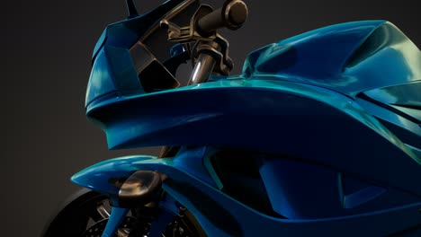 motocicleta deportiva en un estudio oscuro con luces brillantes