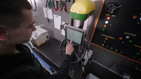 testing the autopilot on a scientific bench. autopilot testing for agricultural machinery