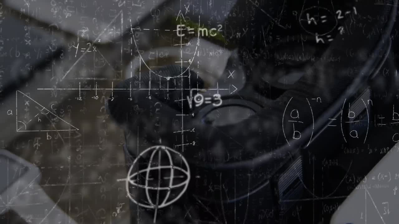 animación de ecuaciones matemáticas sobre el auricular vr