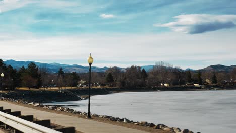 a smooth driving shot of the colorado front range rocky mountains in loveland