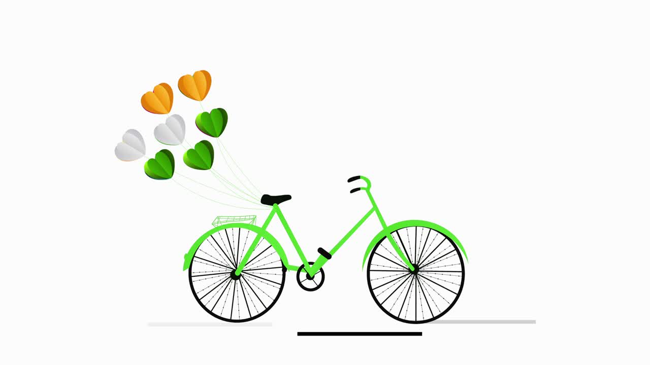 인도 독립기념일 축하, 풍선 애니메이션과 함께 자전거.