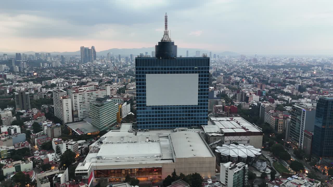Aerial drone shot of Mexico City's World Trade Center captured on video