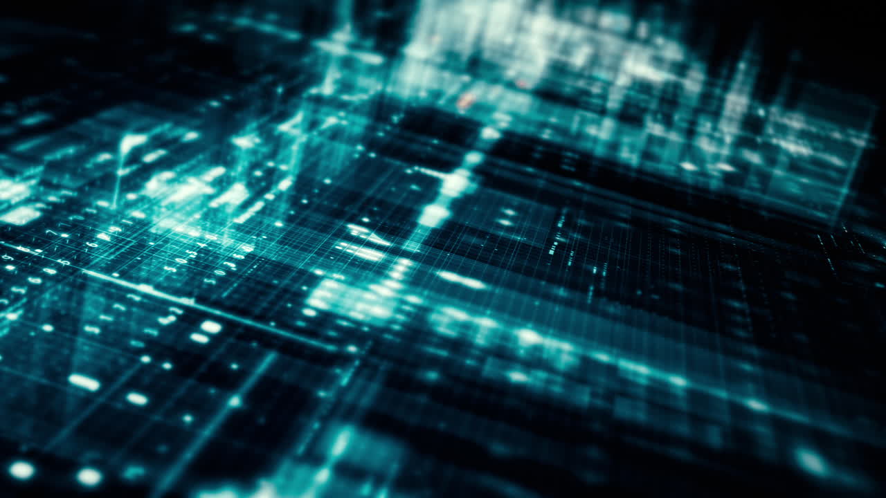 Futuristic screen display matrix, hi-tech digital data telemetry with encrypted numbers, display dynamic background for computer desktop screen display format