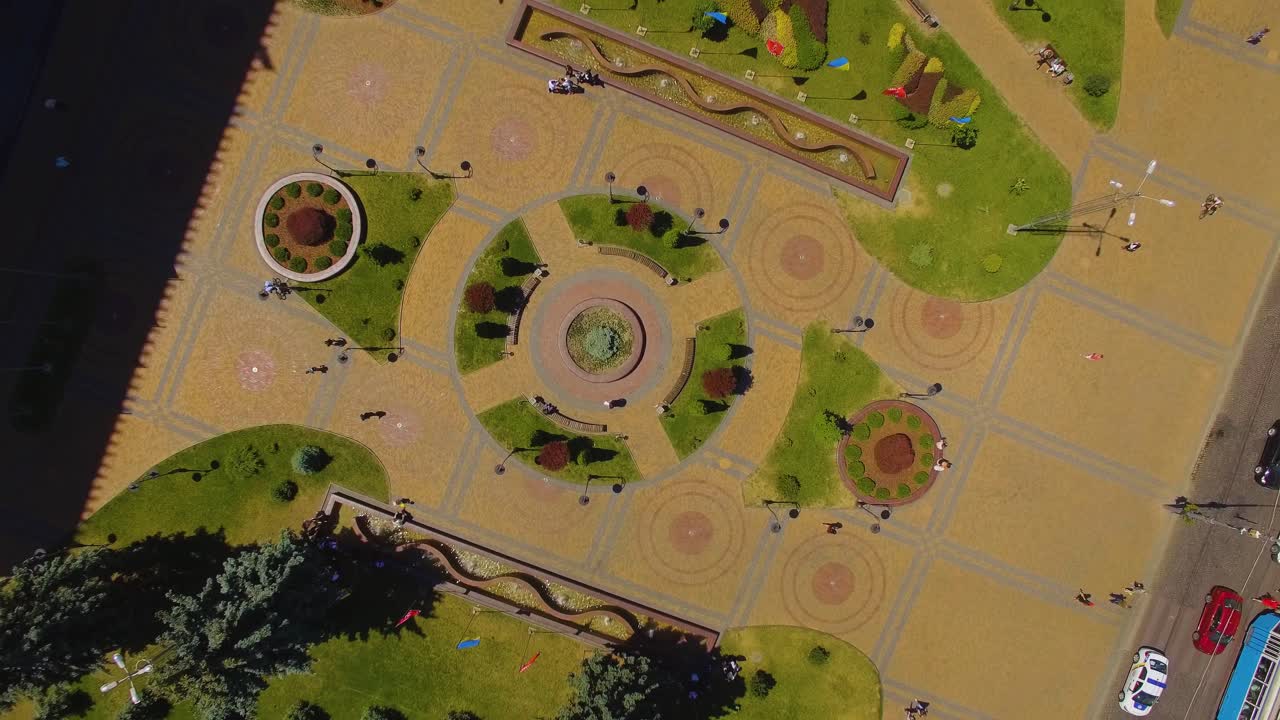 Area with flowerbed and fountains 01