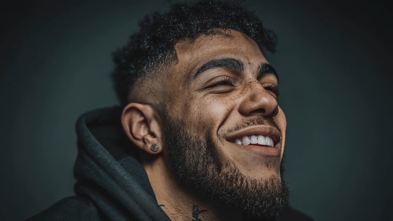 Un momento di gioia catturato: sorrisi espressivi e felicità genuina risplendono in questo ritratto intimo, evidenziando la bellezza delle emozioni allegre e della connessione.