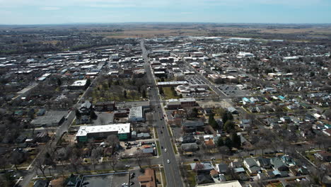 downtown twin falls, idaho usa, aerial view of cityscape on sunny autumn day