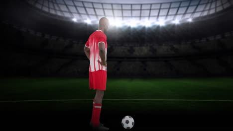 Animation-of-stadium-over-african-american-male-soccer-player