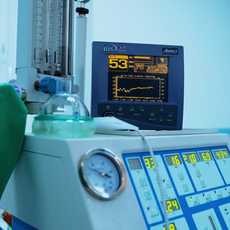 icu room in a hospital. mechanical ventilation apparatus. medical equipment