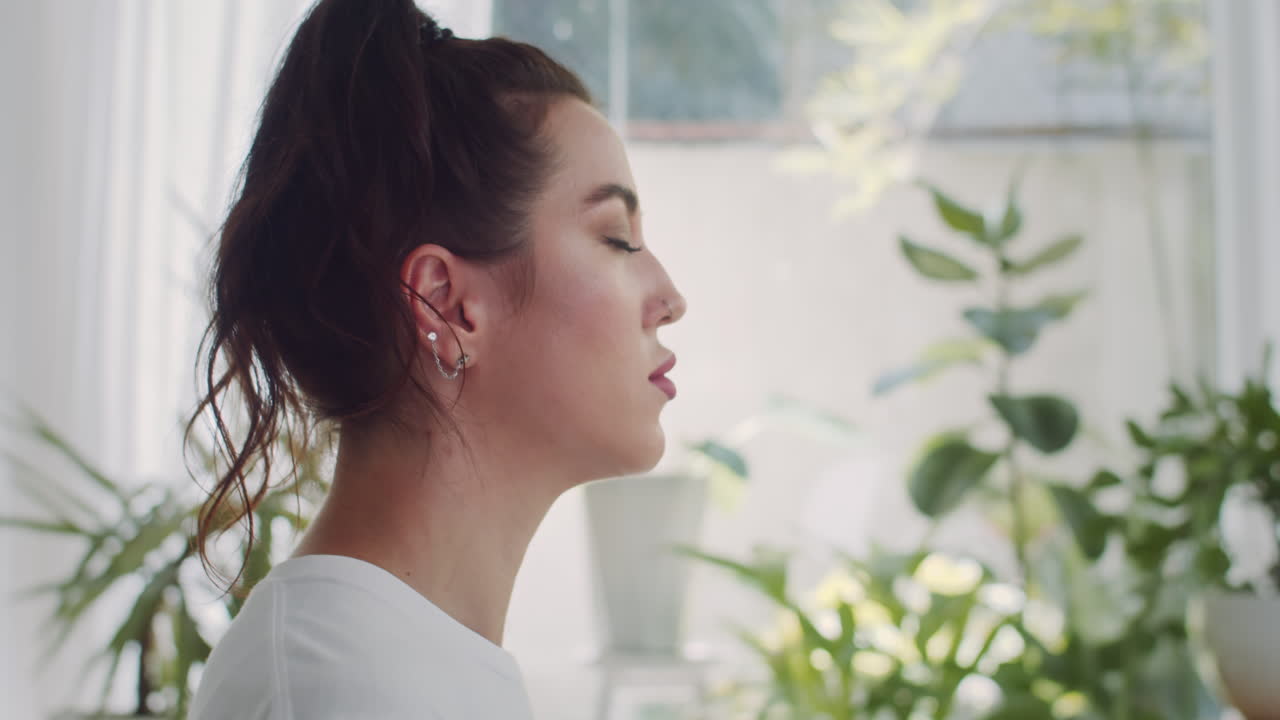 Sportswoman Practicing Breath Meditation