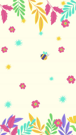 floral background with butterflies and bees