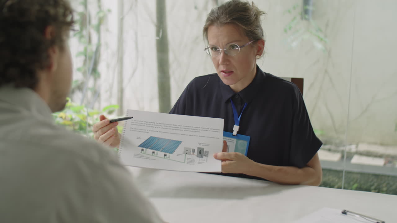 Female Sales Representative Explaining Green Energy Project to Client