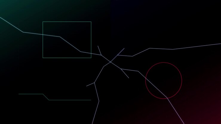 Abstrakt digital grænseflade med bevægelige geometriske linjer og former