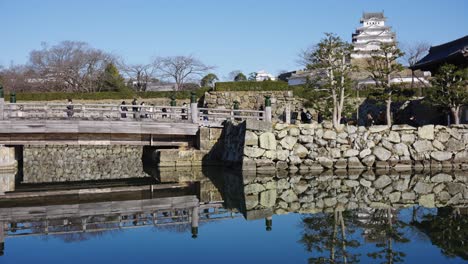 himeji castle reveal from moat, sunny weather in hyogo japan