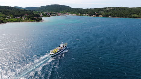 traveling jadrolinija ferry boat on dalmatian coast towards zlarin island near sibenik in croatia