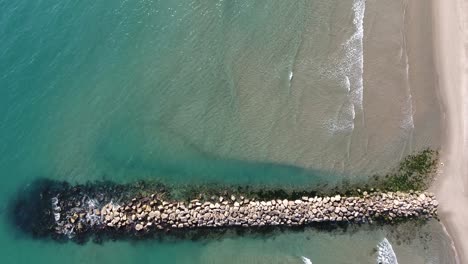 Drone-shot-over-mediterranean-beach-in-Camargue.-Vertical-top-view.