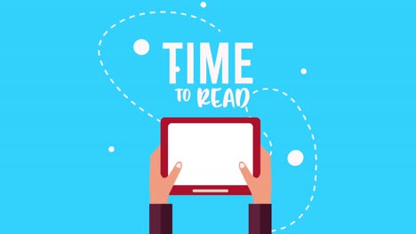 time to read lettering with ebook in tablet learning animation