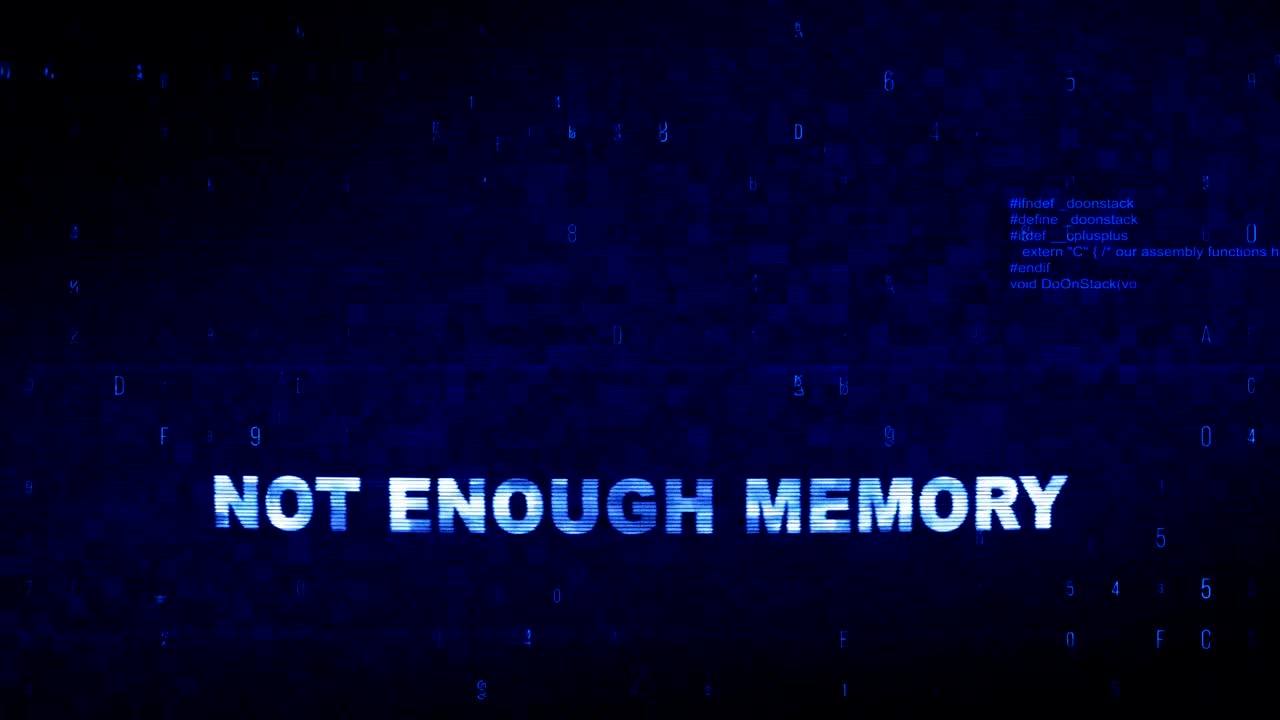 Not Enough Memory  Text Digital Noise Twitch Glitch Distortion Effect Error Loop Animation.
