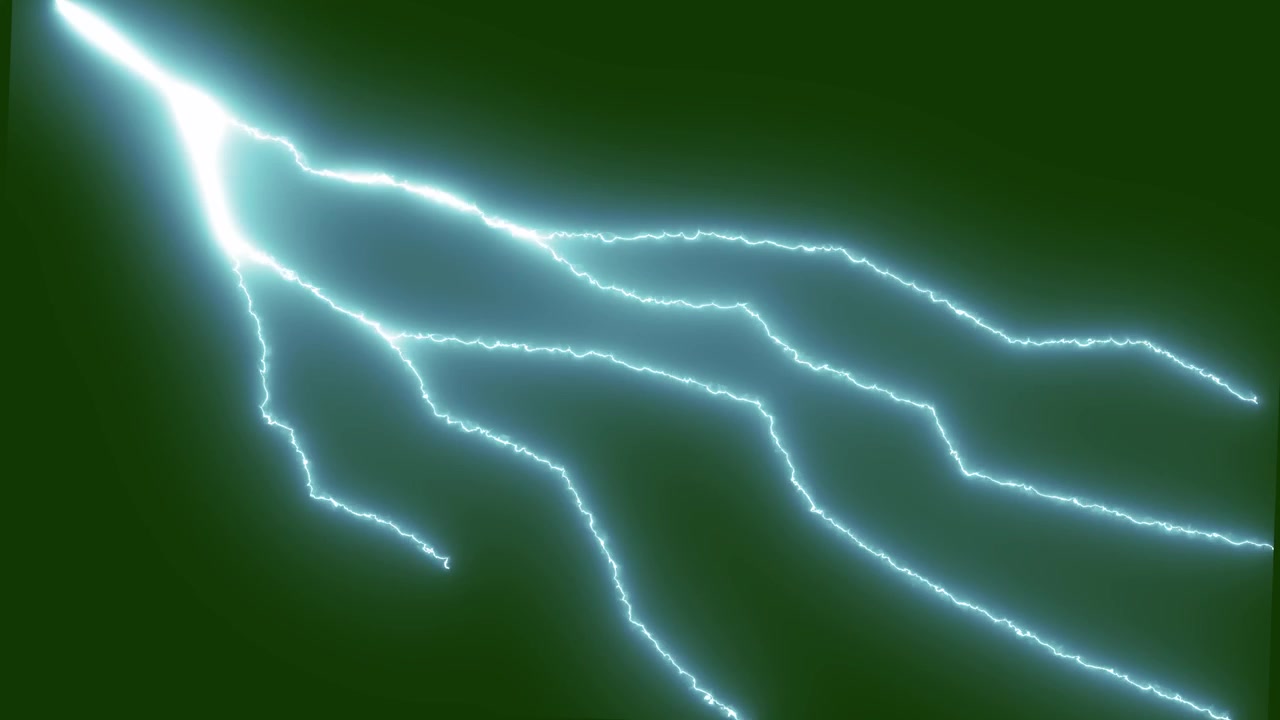 Koyu Yeşil Arka Plana Çakan Parlak Elektrikli Şimşek