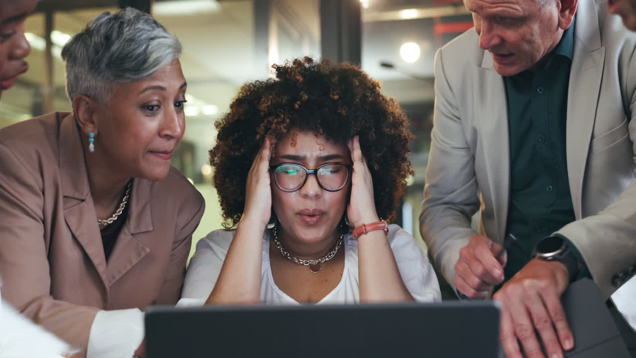 Stress, multitasking and woman with headache