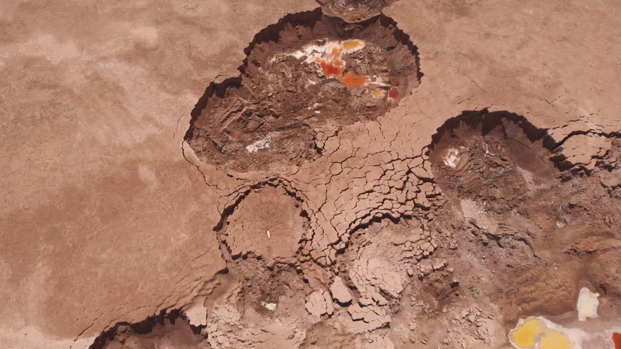 Dead sea Landscape and Sinkholes Aerial view Israel