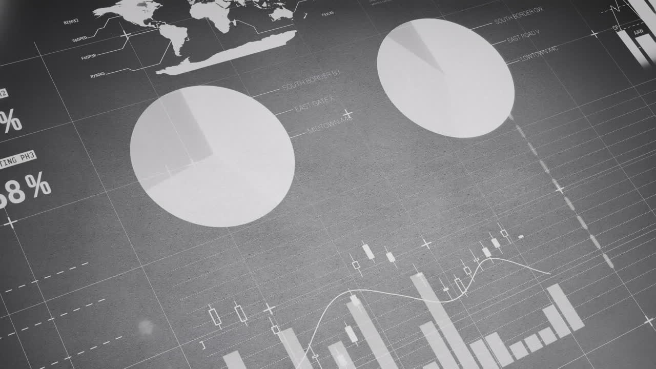 animación de las estadísticas y el procesamiento de datos sobre fondo negro
