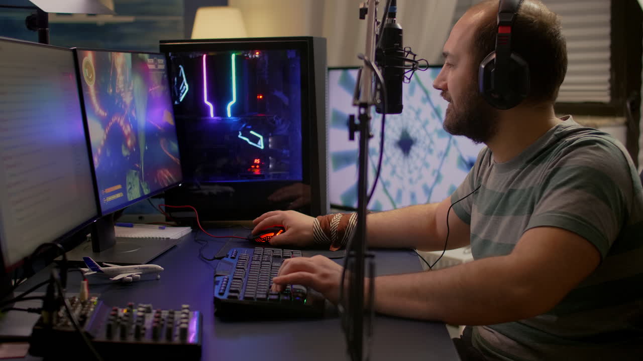 Pro gamer move the buttons on professional mixer