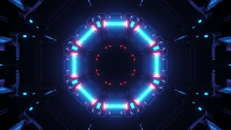 volando lento en el túnel del anillo hexagonal, interior de ciencia ficción, corredor de tecnología futurista vj abstracto sin fisuras para títulos tecnológicos y antecedentes