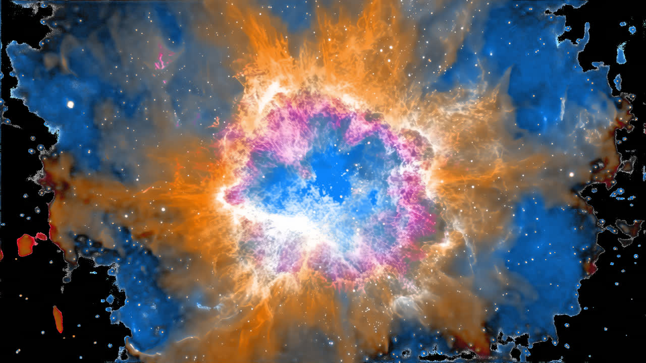 Vibrant cosmic explosion in space animation isolated asset, transparent 4K video, alpha channel