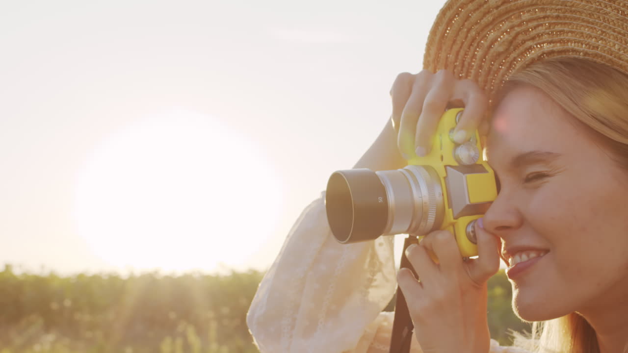 Pretty Woman Taking Shots In Field