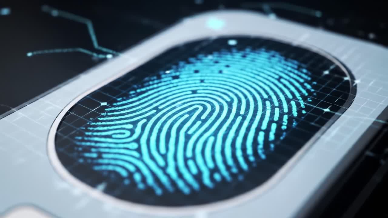High-tech Fingerprint Recognition System Displaying Detailed Fingerprint Patterns for Enhanced Security and Access Control Mechanisms