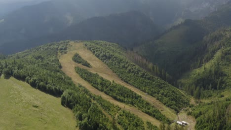 dramatic scenery of tatra mountain ždiar during summer in slovakia - aerial shot