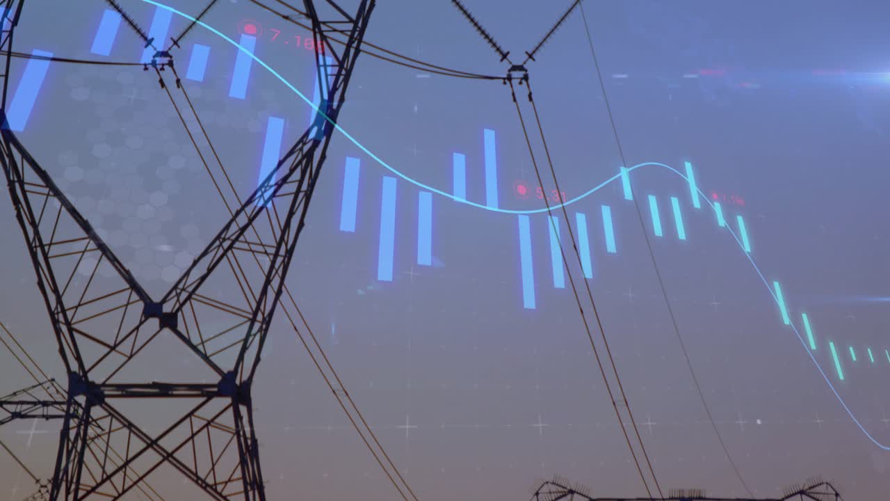 On data pulse pylons showing cyan bars entering left dipping center rising right mapping data