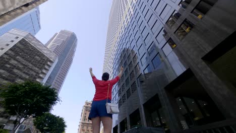 success and happiness in downtown los angeles in 4k slow motion