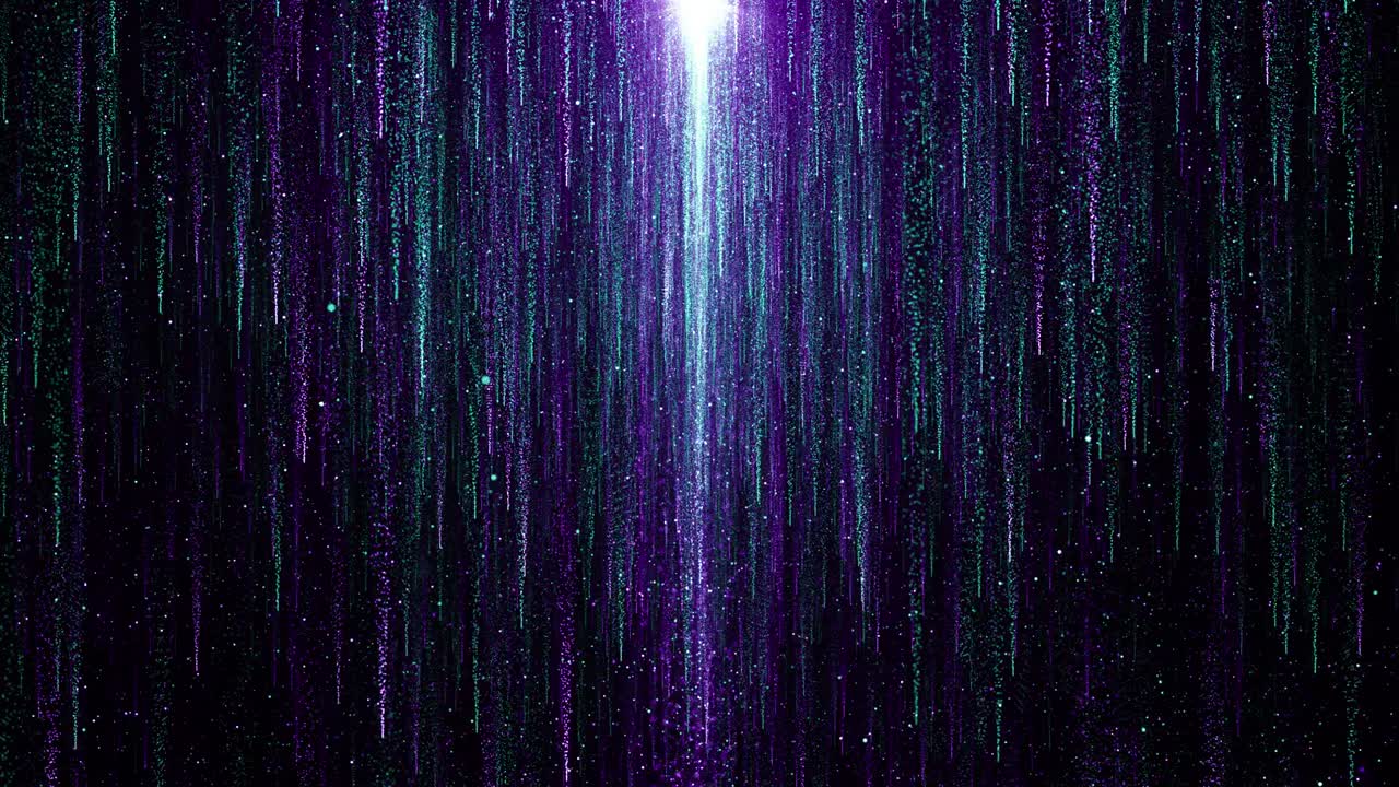 partículas verde violeta evento juego tráiler títulos escenario de concierto cinematográfico bucle de fondo