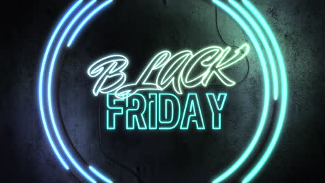 Animation-intro-text-Black-Friday-and-motion-colorful-neon-lights-on-wall-abstract-background