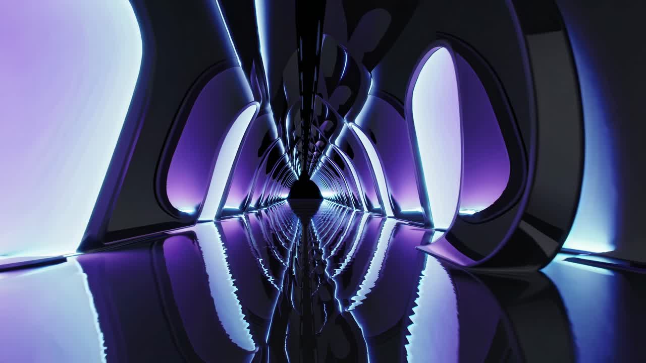Futuristic Purple and Blue Neon Tunnel